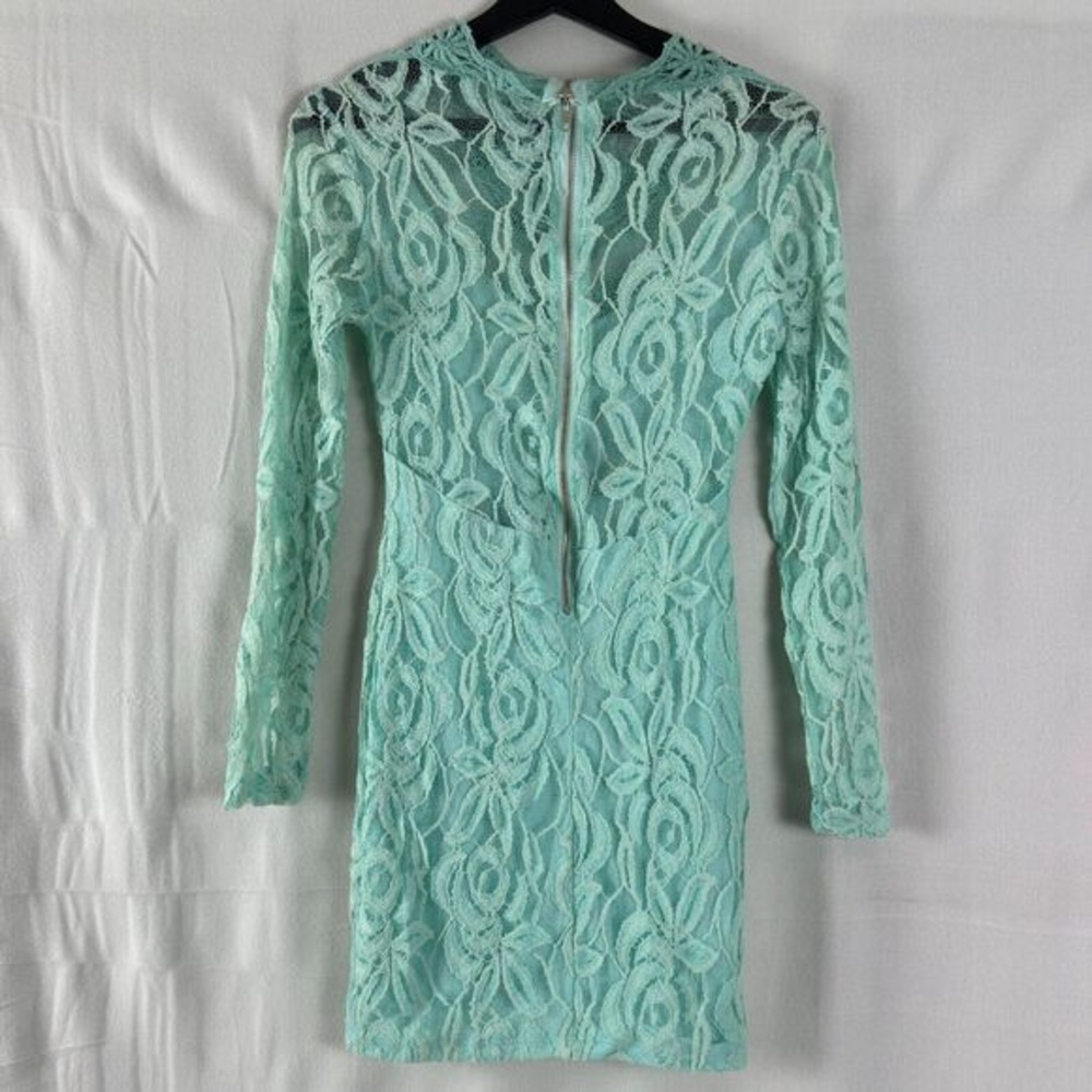 Mint Lace Long-Sleeve Bodycon Dress